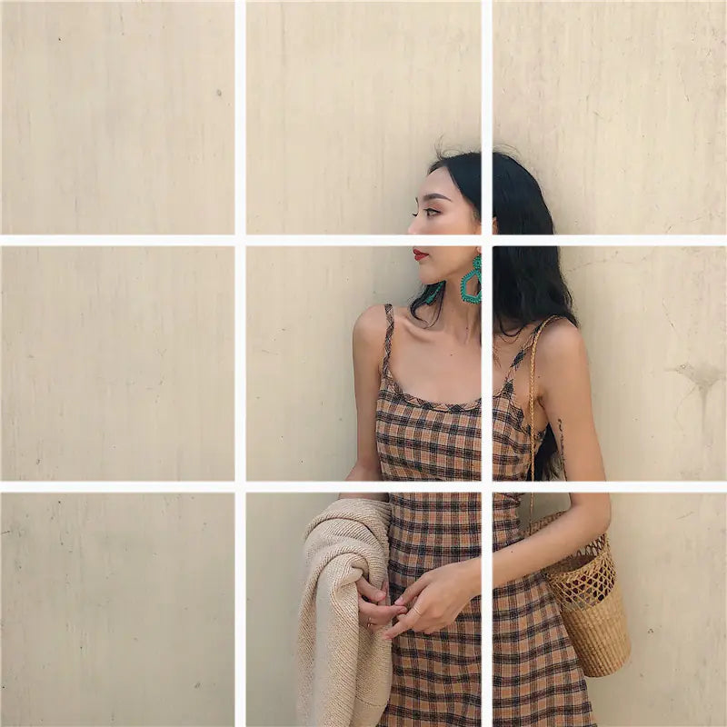 Wholesale French Style Vintage Plaid Dress for Summer