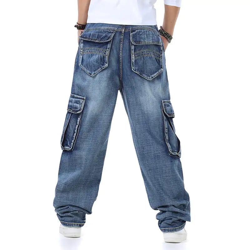 Large Multi-pocket Wide Leg Fashion Jeans
