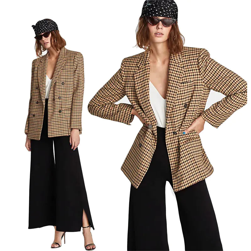 Plaid Blazer for Women - Versatile Work and Casual Wear