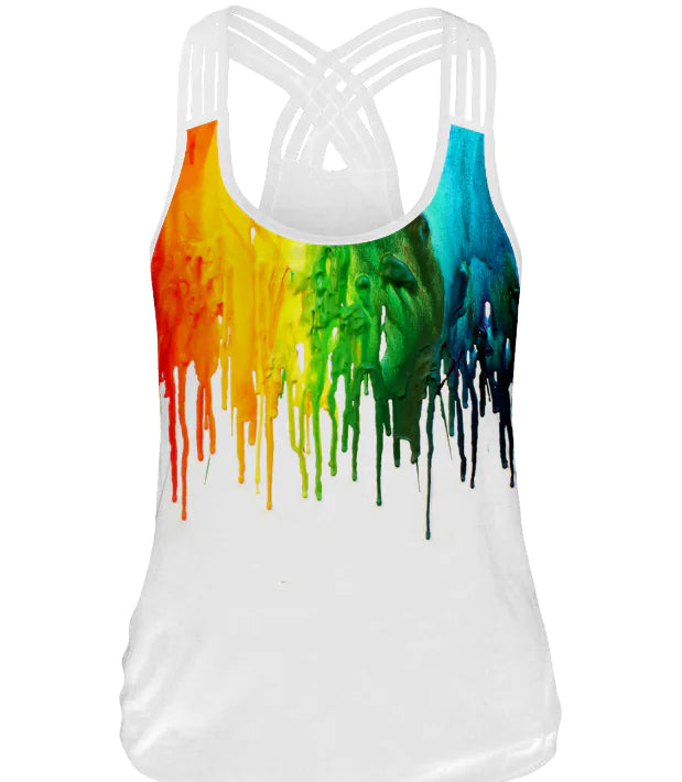 Digital Printed Watercolor Tank Top for Yoga and Leisure