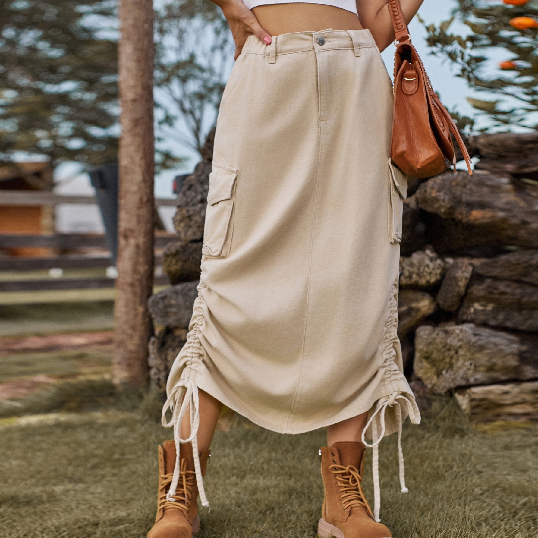 Denim Casual Midi Skirt