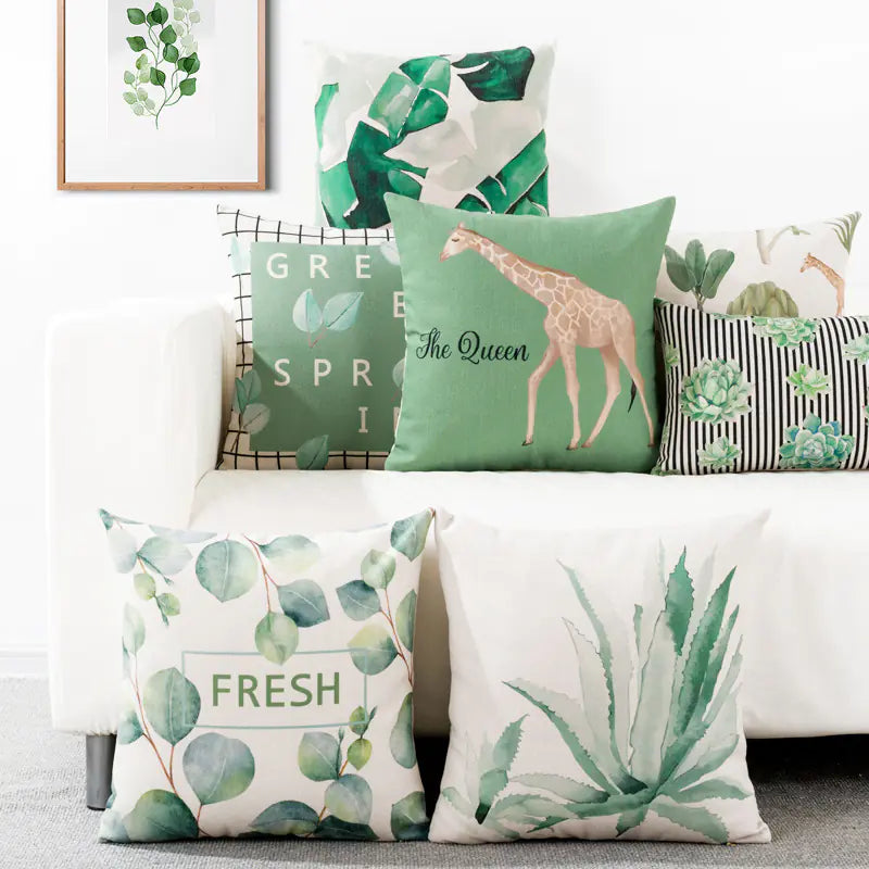 Artistic Plant-Themed Pillow Cover for Sofa and Car