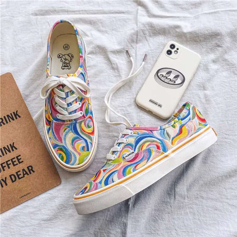 Rainbow Graffiti Canvas Sneakers