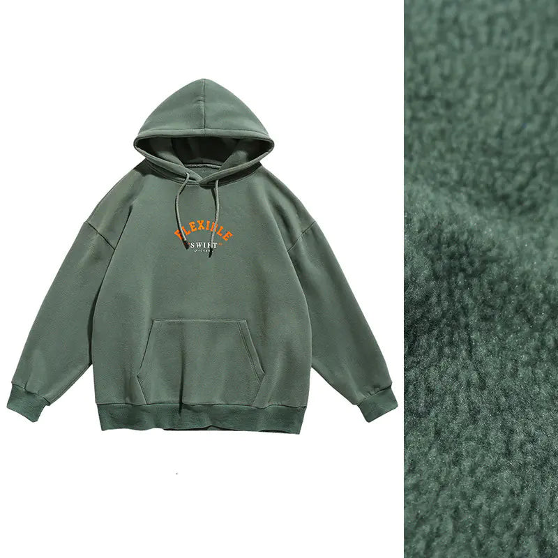Korean Style Men's Hoodie - Loose Fleece Sweatshirt