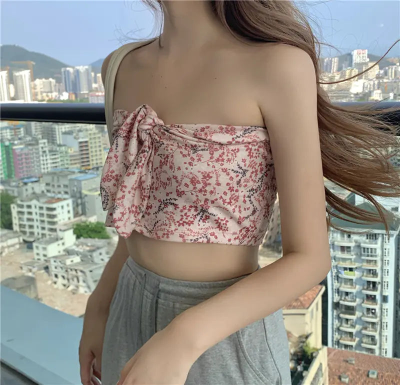 Summer Floral Strapless Top for Women