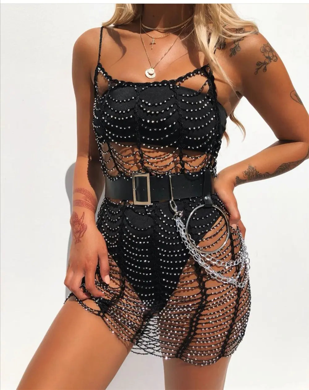 Handcrafted Crochet Beach Cover-Up Dress with Beads