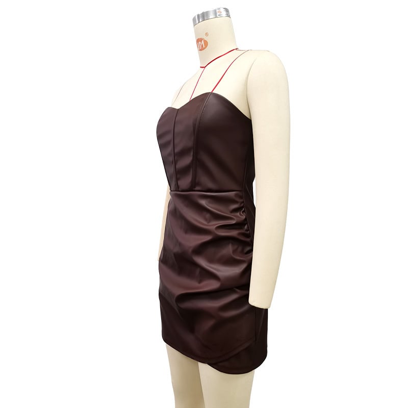 Tube Top PU Sheath Dress