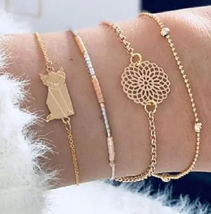 Beaded Bracelet and Anklet Set