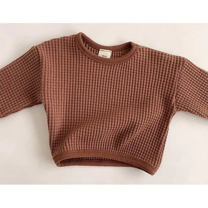 Simple Waffle Loose Pullover T-shirt