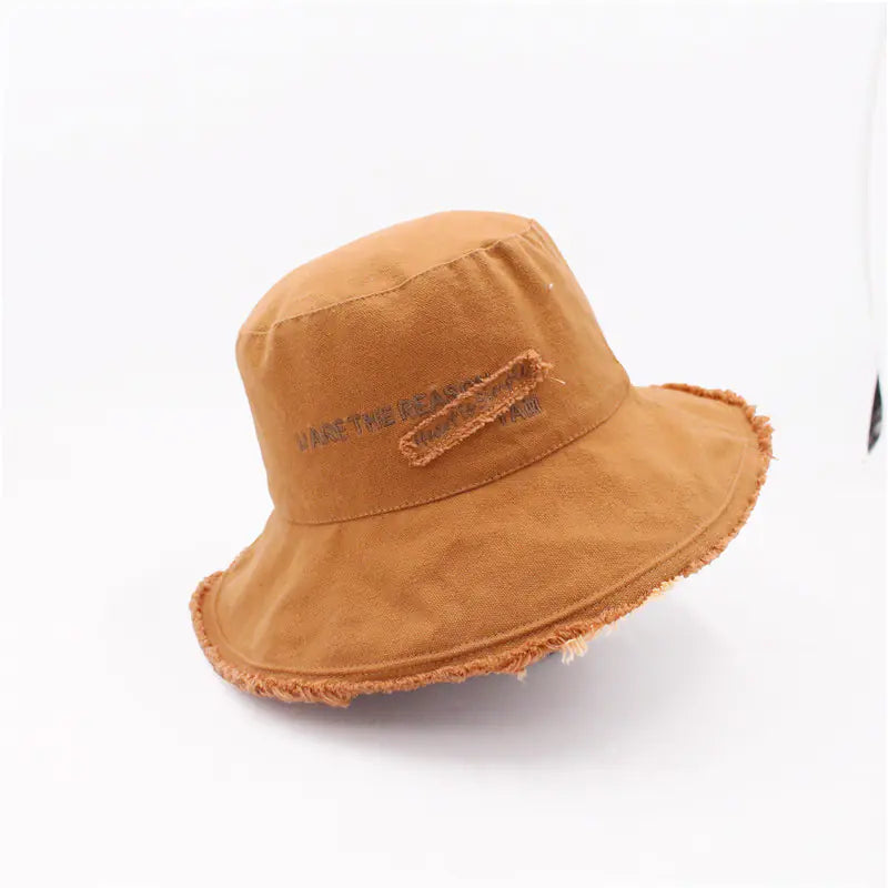 Vintage Style Solid Color Wide Brim Bucket Hat for Women