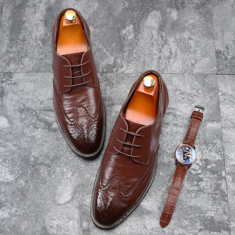 Casual Leather Men's Shoes with Laces