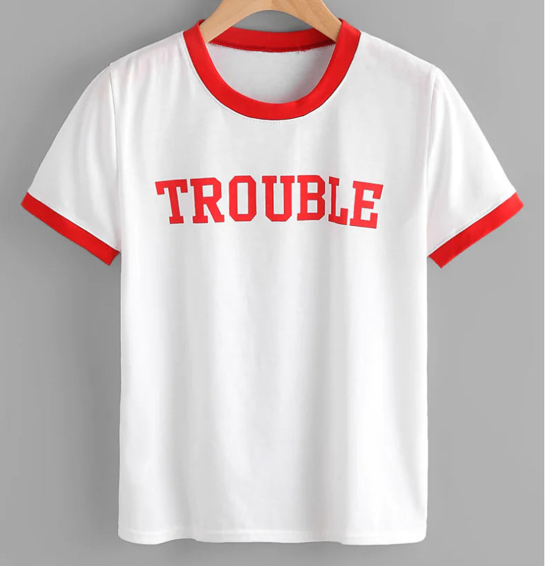 Summer Casual Simple Round Neck Letter Print T-Shirt