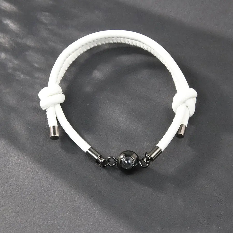 Braided Titanium Steel and Leather Rope Bracelet