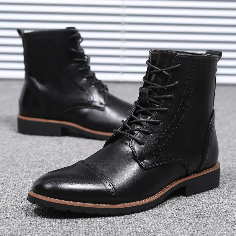 Plus Size British Style Leather Boots for Men