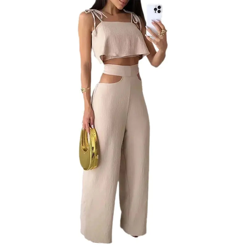 2023 Summer Women's Casual Solid Color Outfit Set