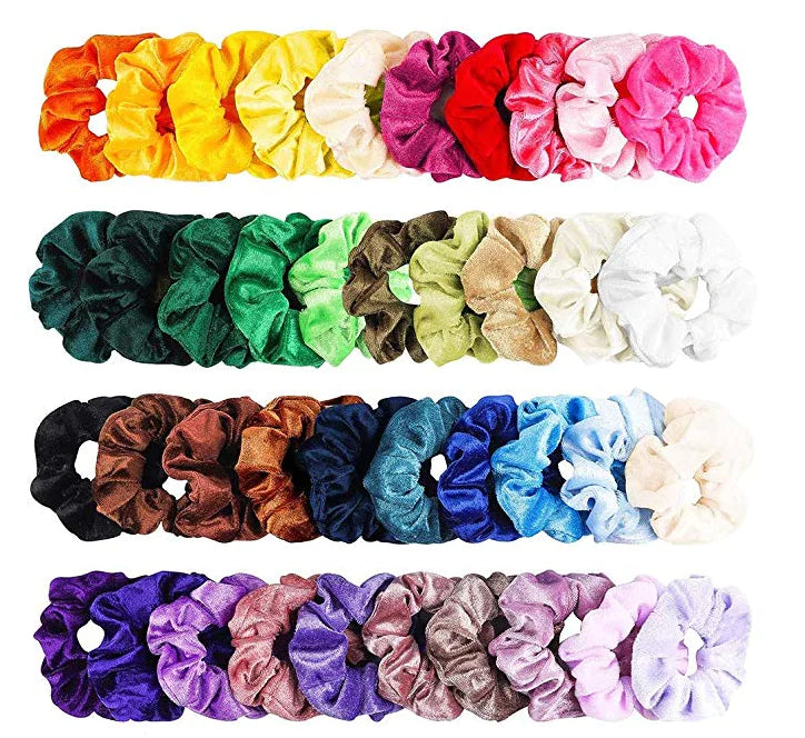 40 Color Gold Velvet Hair Ties Luxurious Elegance