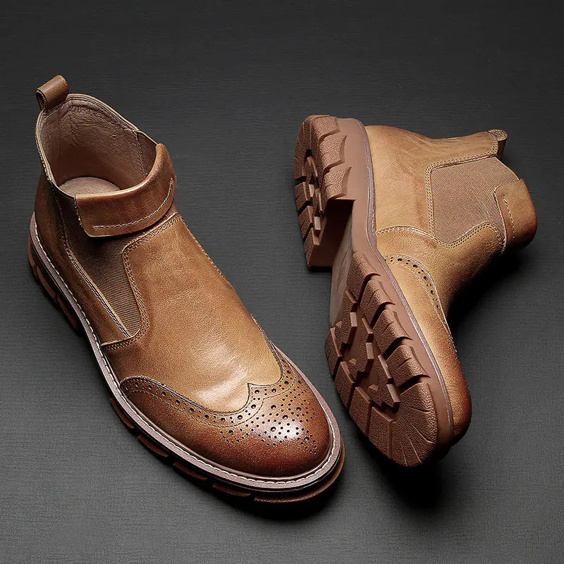 Men's Leather Chelsea Boots - Warm Vintage Style