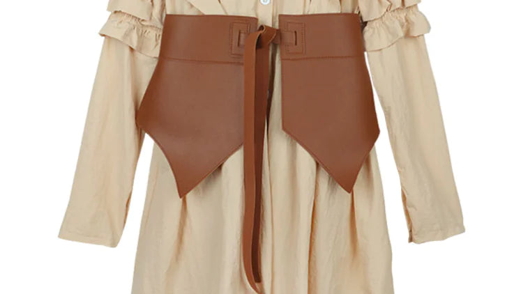 Yellow Puff Sleeve Shirt Dress with Waist Design