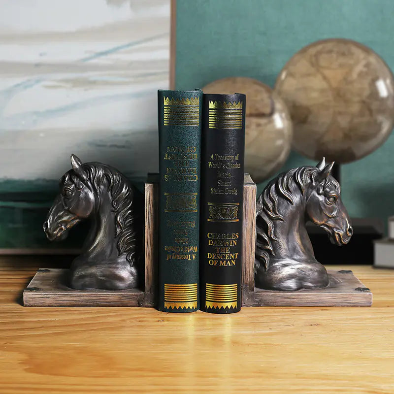 American Animal Bookends - Resin Craft Horse Decor