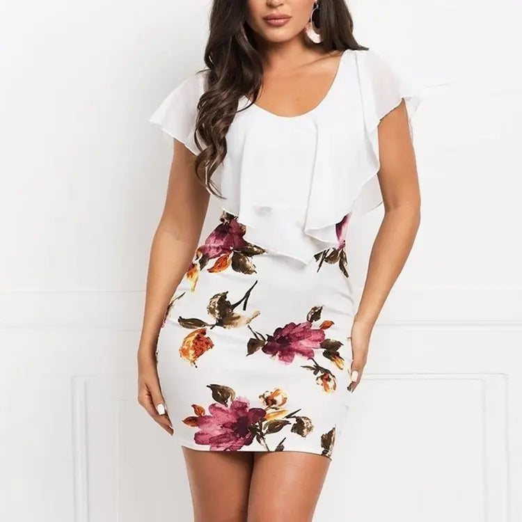 Fake Two-Piece Printed Dress