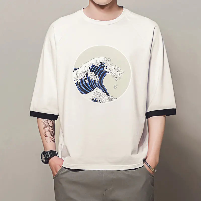 Printed Short Sleeve T-Shirt with Drop Shoulders