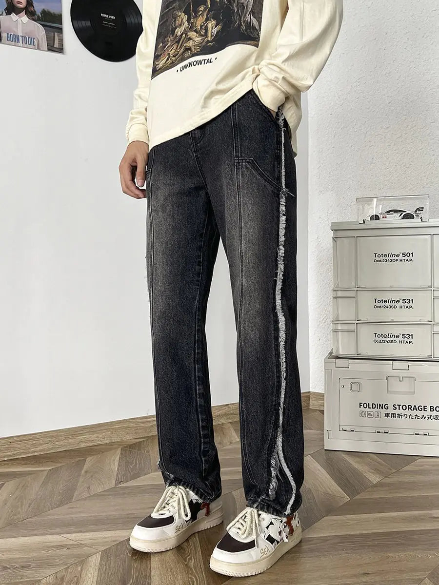 Trendy High-End Loose Straight Leg Men's Jeans