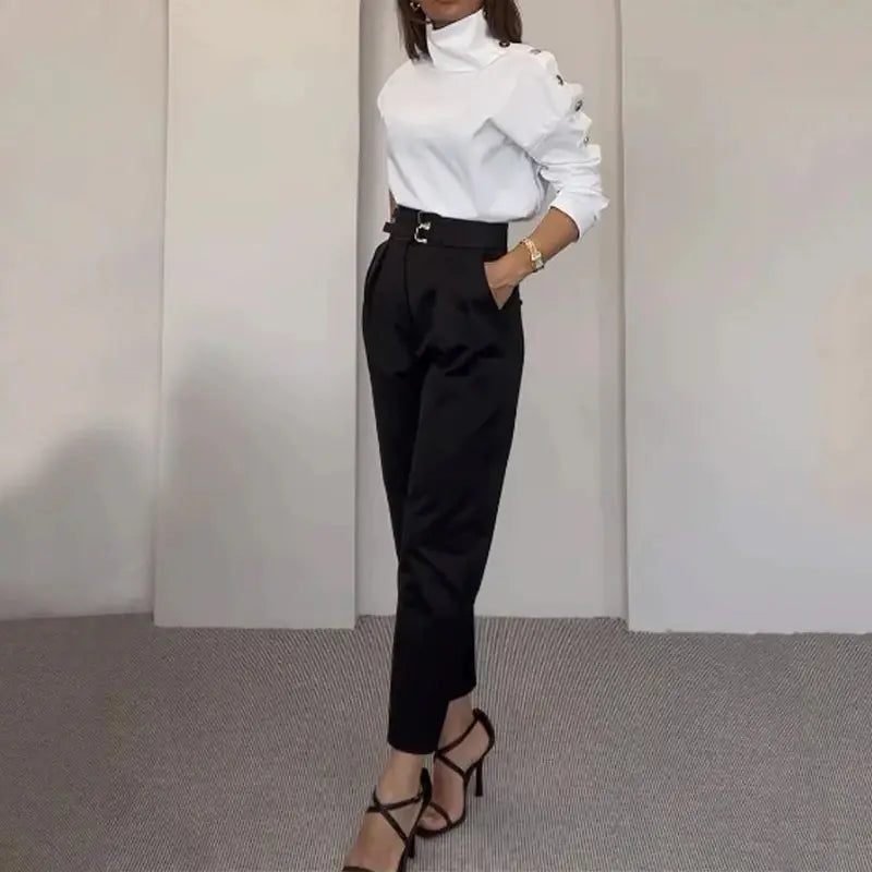 2023 Fall Fashion Women's Solid Color Set with Turtleneck