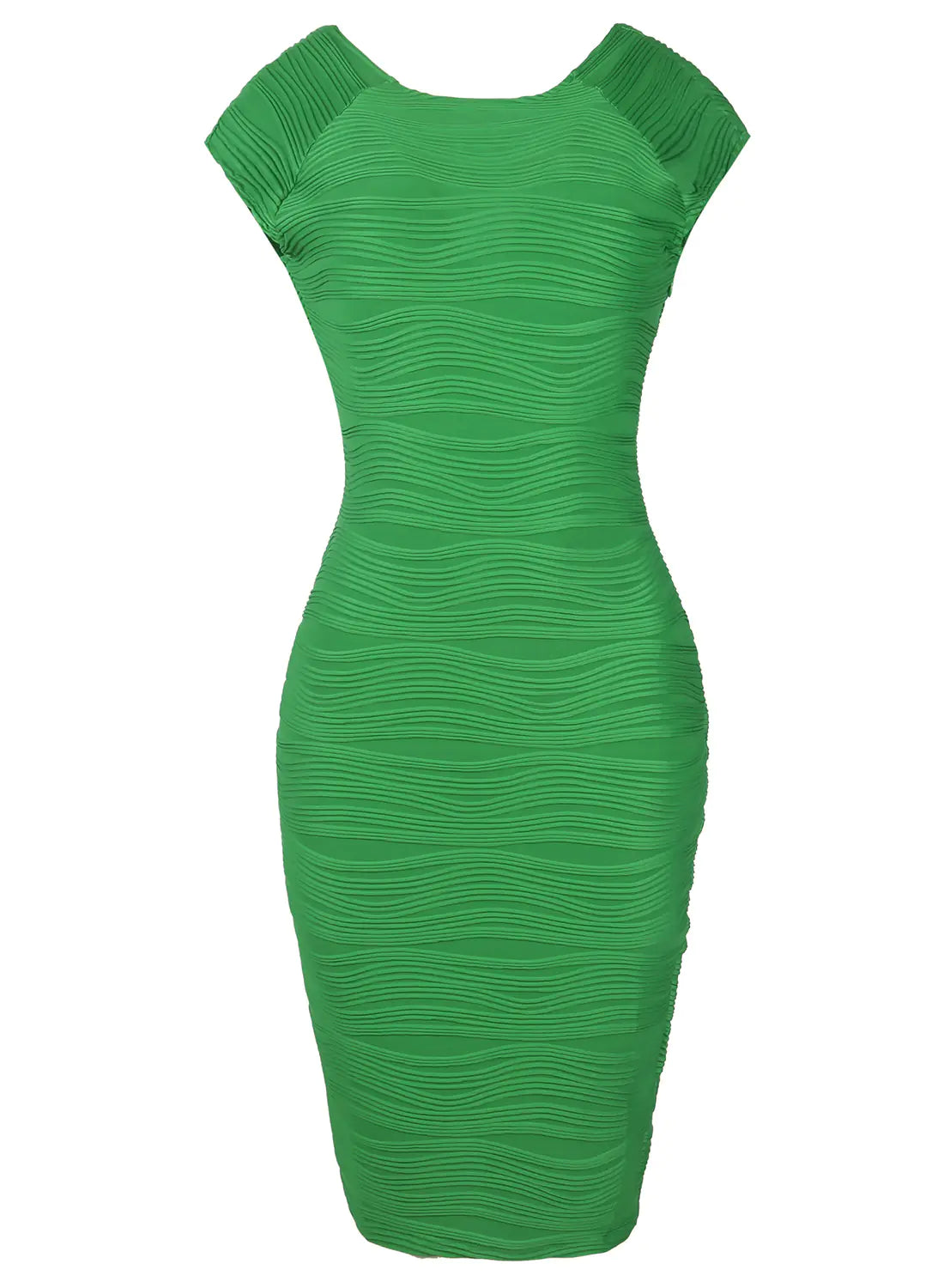 Striped V-Neck Dress with Stretch Fabric