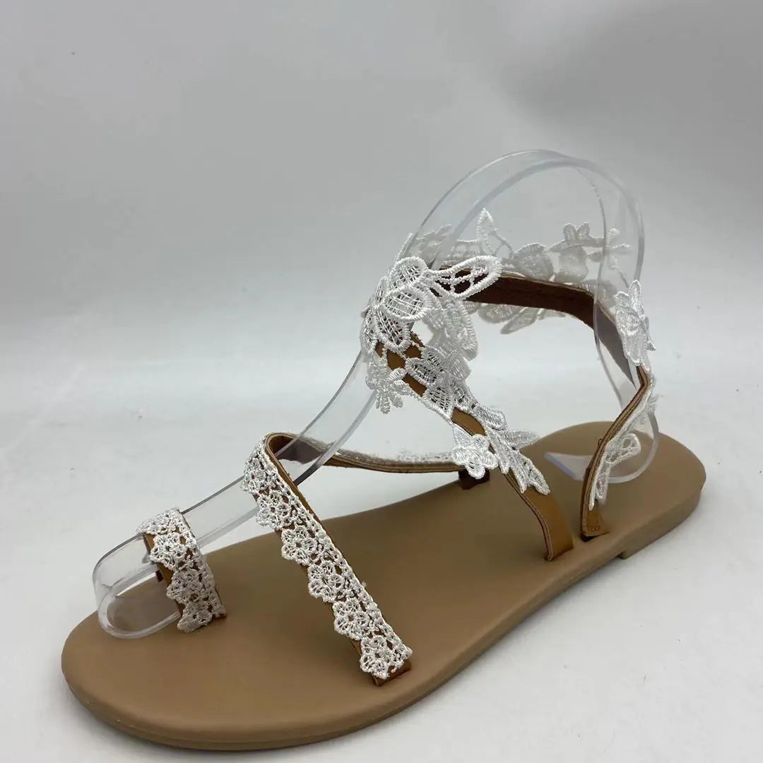 Floral Open Toe Flat Sandals