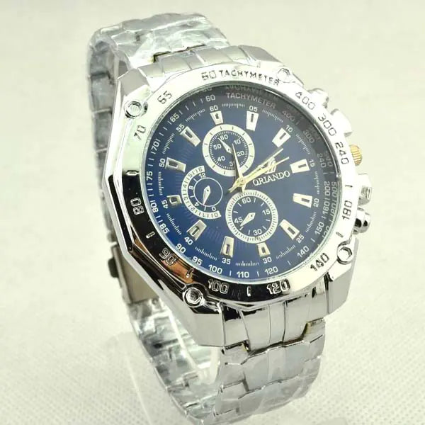 Steel Band Quartz Watch for Men with Large Dial