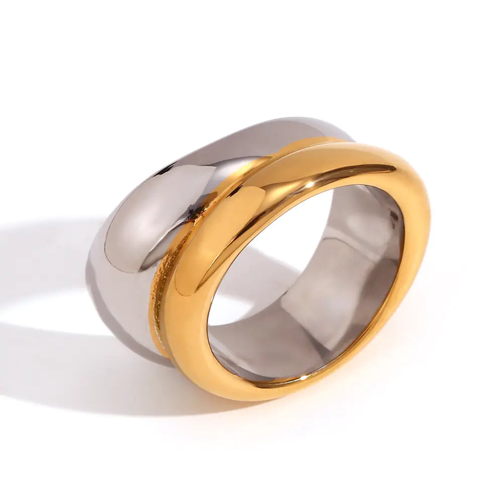 Double-Layer Irregular Gold Ring for Women