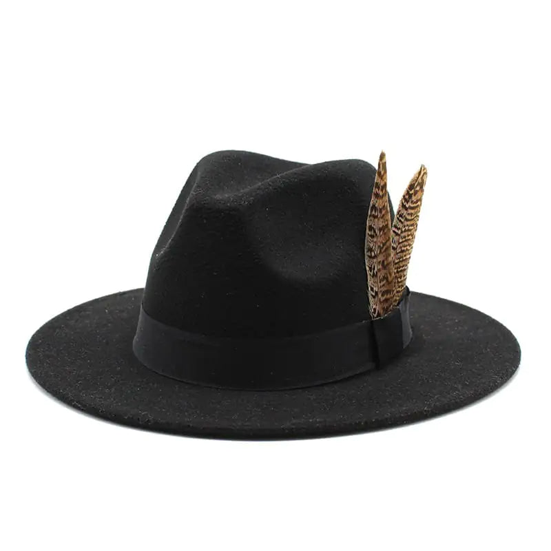 British Style Wool Jazz Hat with Versatile Flat Border
