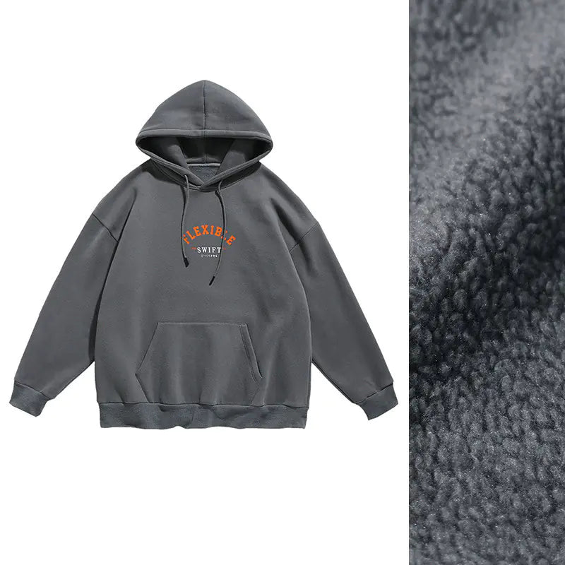 Korean Style Men's Hoodie - Loose Fleece Sweatshirt