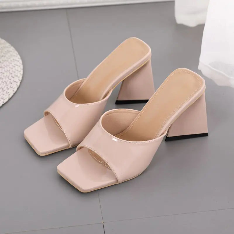 Thick High Heel Sandals with Square Toe