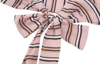 Pink Striped Two-Piece Set with Backless Top and Shorts