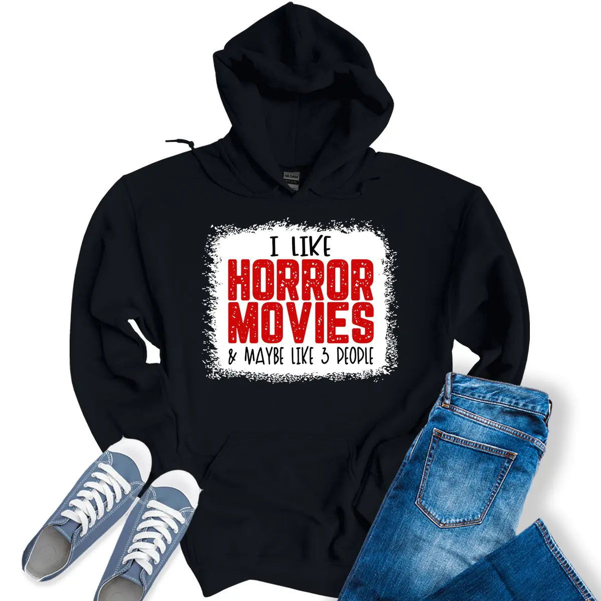 Korean Printed Slouchy Long Sleeve Loose Hoodie