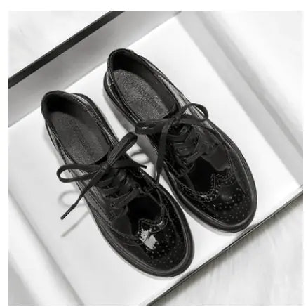 Women's British Style Patent Leather Thick-soled Shoes