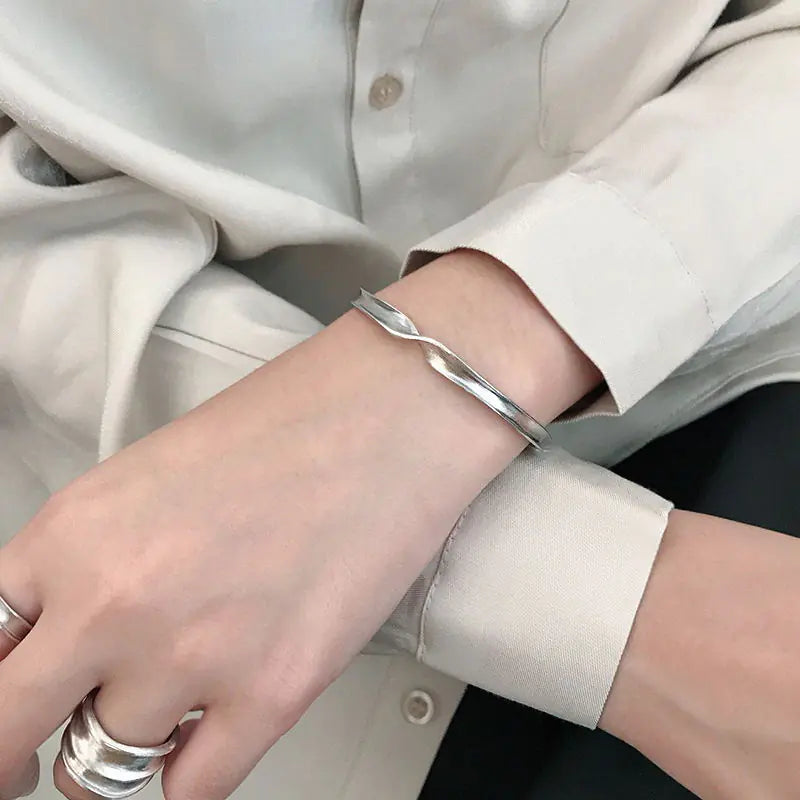 Twisted Texture Women's Silver Bracelet