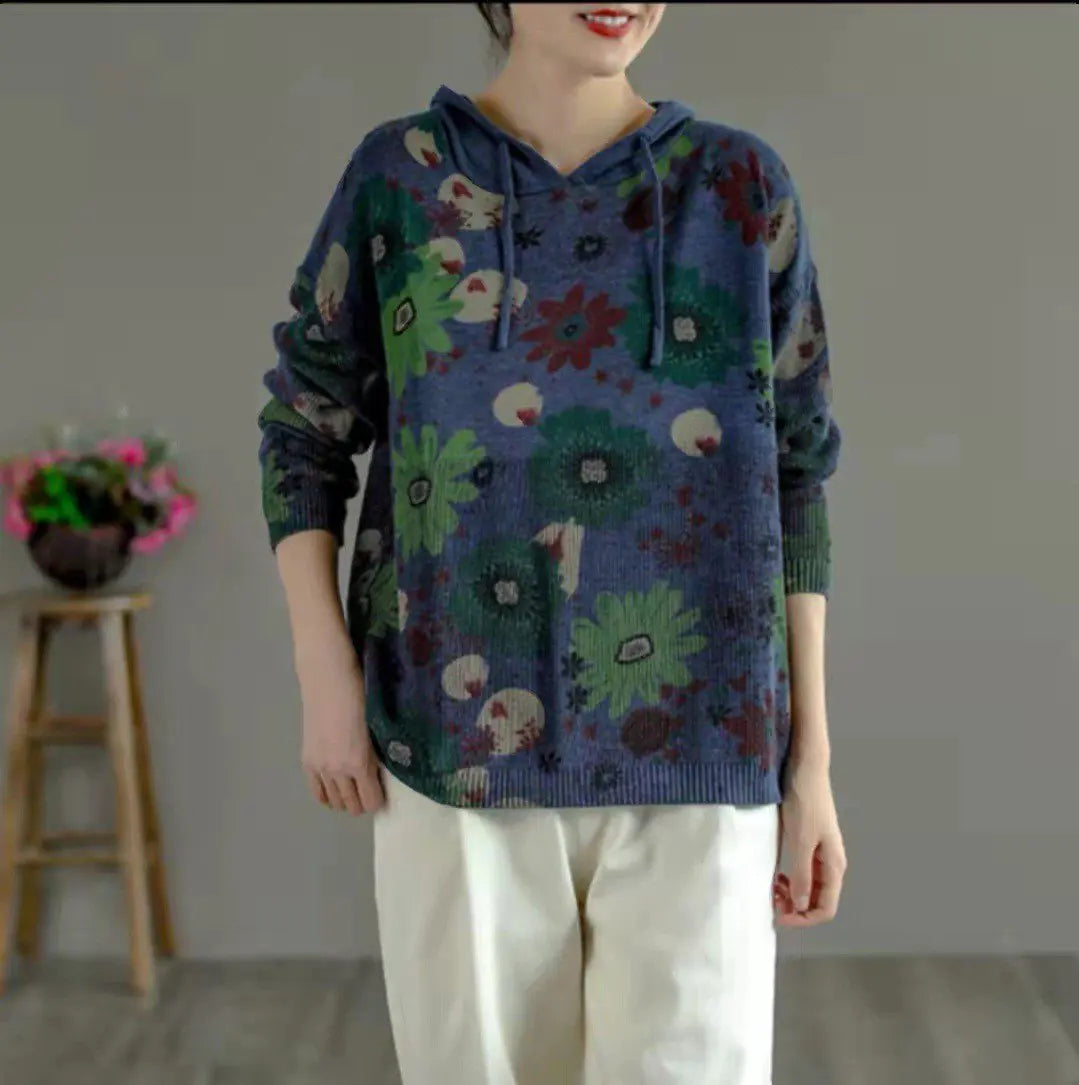 Vintage Slouchy Printed Hoodie Sweatshirt