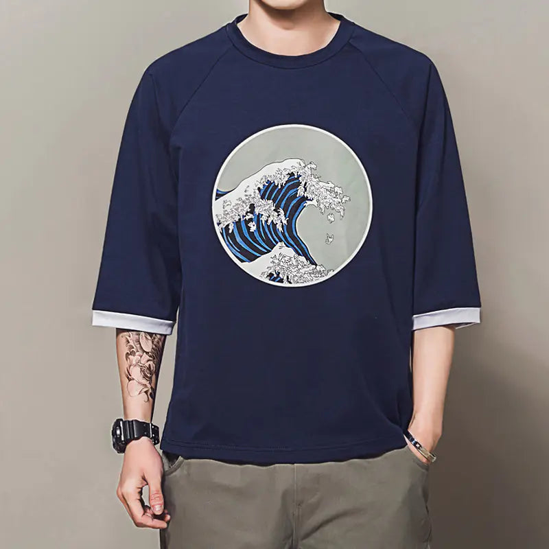 Printed Short Sleeve T-Shirt with Drop Shoulders