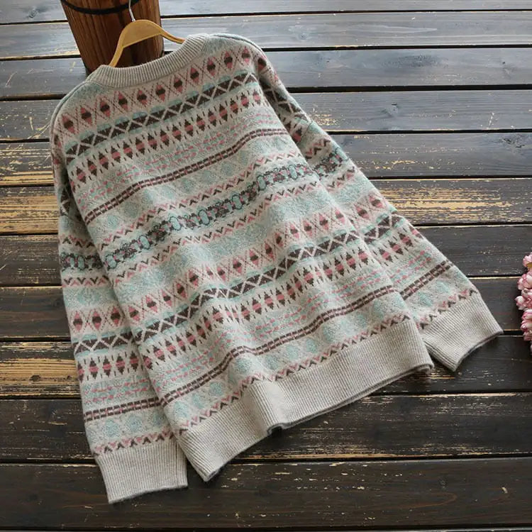 Women's Retro Ethnic Style Loose Pullover Sweater
