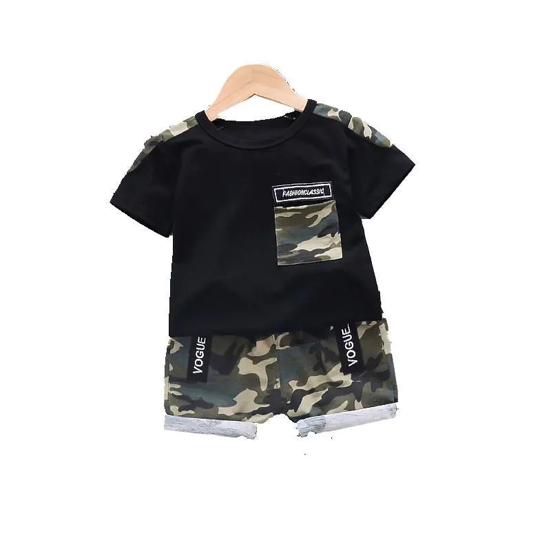 2020 Boys' Summer Camouflage T-Shirt and Shorts Set