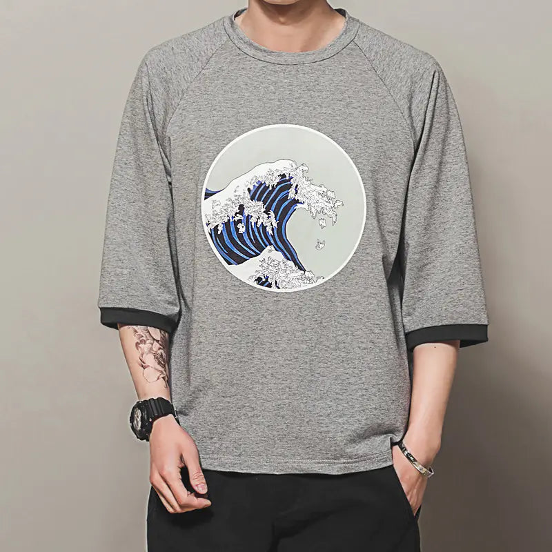 Printed Short Sleeve T-Shirt with Drop Shoulders