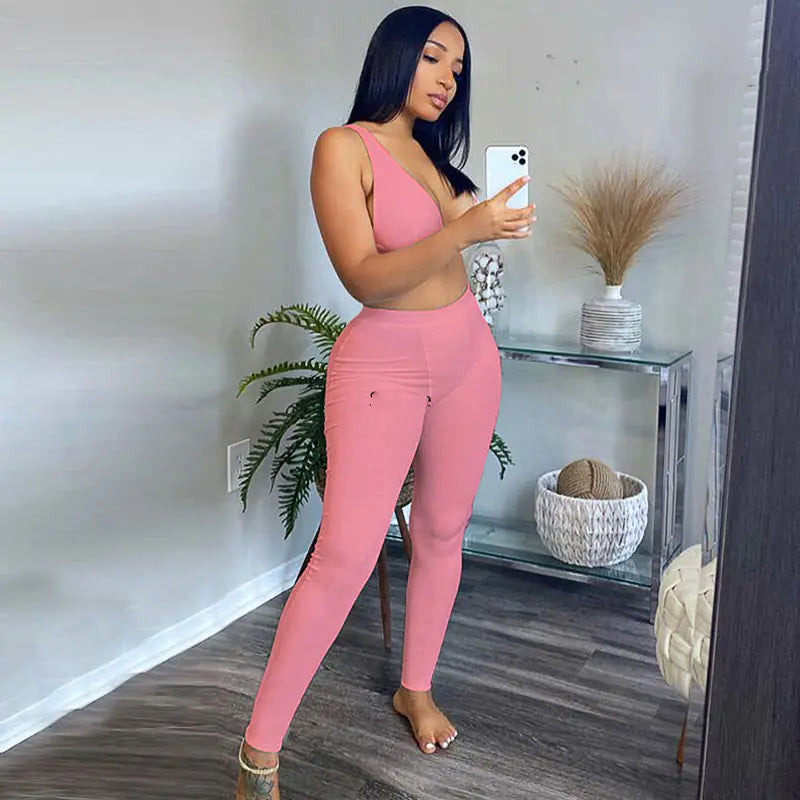 Summer Women's Sexy Deep V Sports Set (Ladies' Outfit)