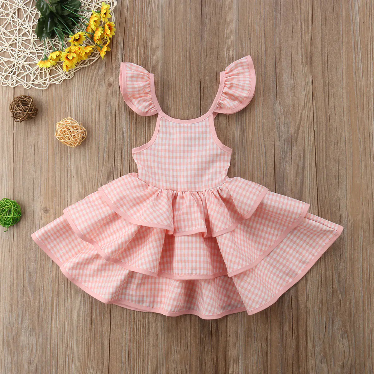 Plaid Backless Flying Sleeve