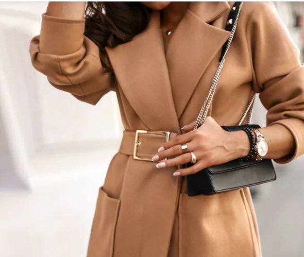 Mid-Length Slim-Fit Over-the-Knee Wool Coat
