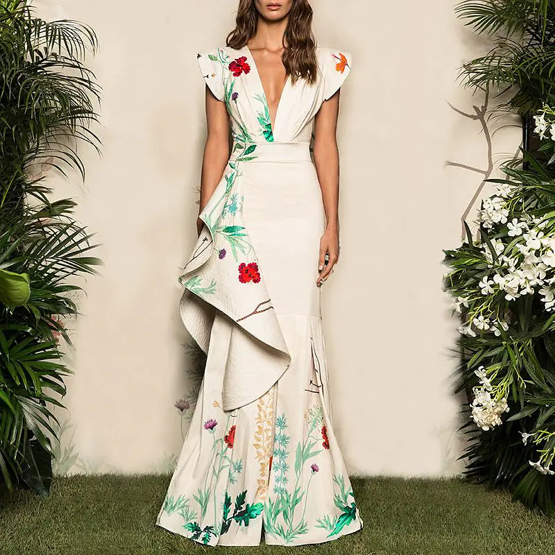 Sexy Deep V Mermaid Evening Dress for Women