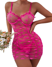 Crimson Heart Mesh Babydoll Set