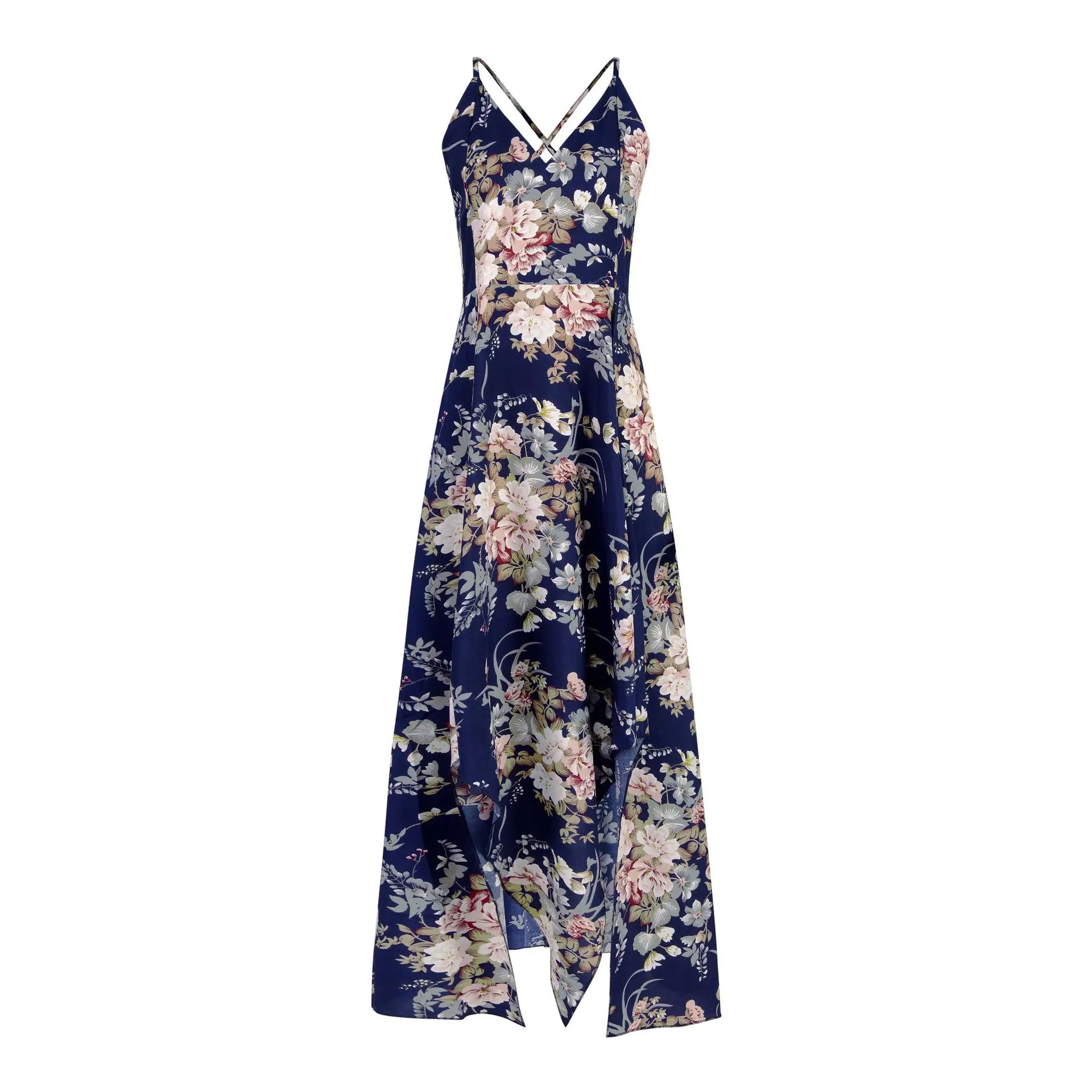Women's Sexy V-neck Backless Halter Split Dress