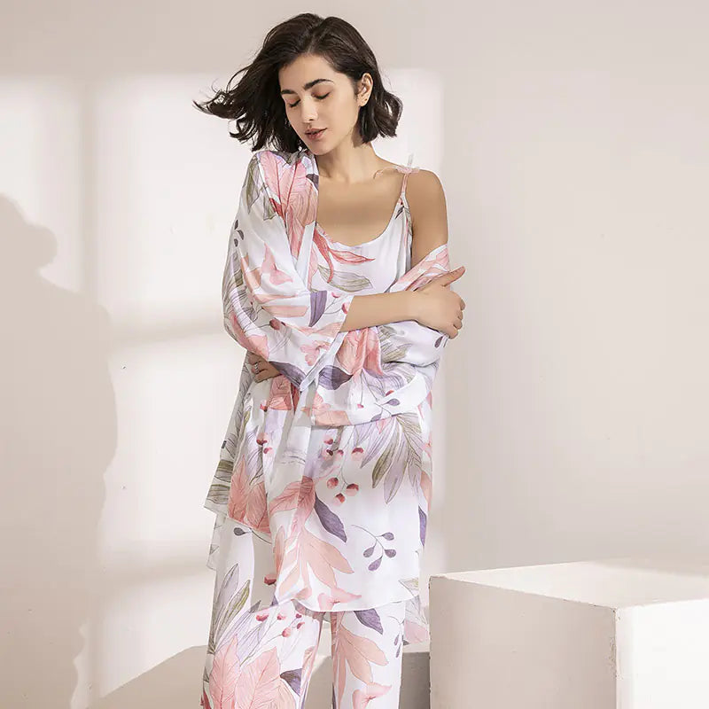 Women's Soft Cotton Three-Piece Pajama Set